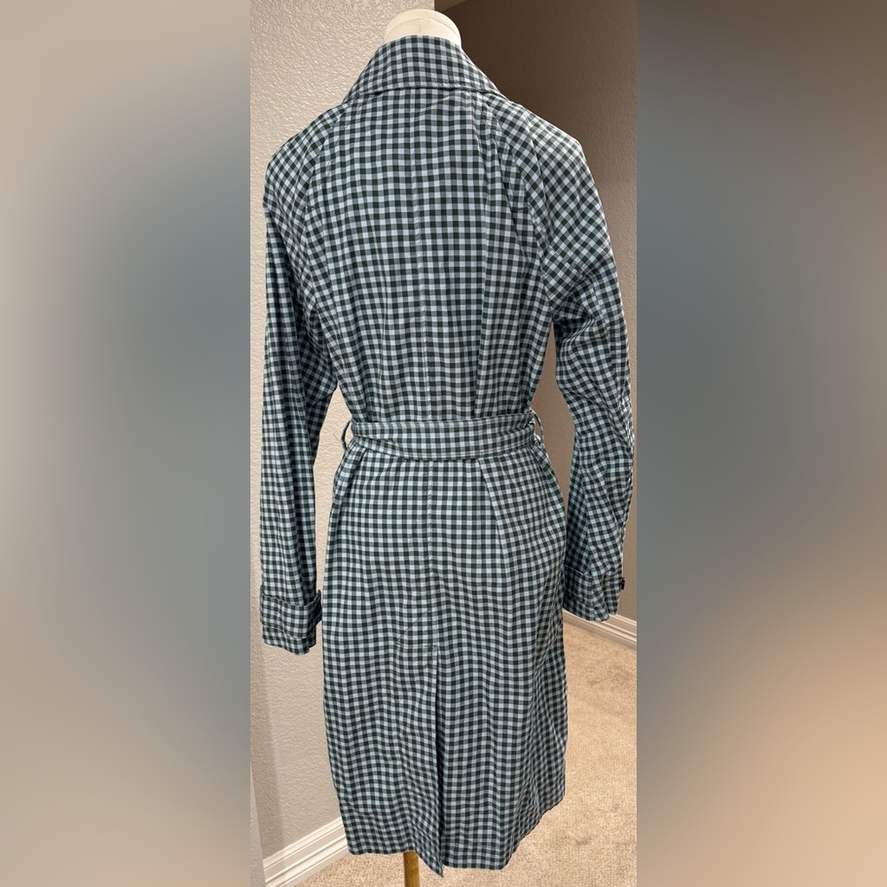 NWOT Free Assembly Plaid Blue & Green Checkered Gingham Everyday Trench Coat - Picture 12 of 16